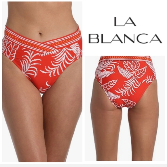 La Blanca NWOT Cross Over High Waist Bikini Swimsuit Bottom. Size 16 - Picture 1 of 13